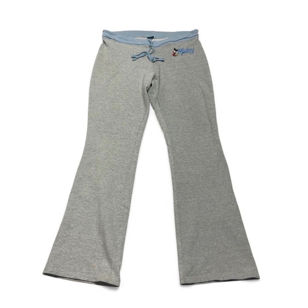 Disney Mickey Mouse Sweatpants Gray Blue Flare Leg Lounge Pants XL